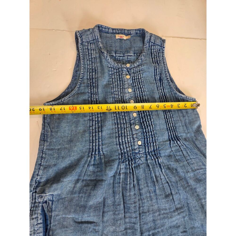 Faherty Isha Knee Length Dress in Indigo Denim Size L - Picture 3 of 7